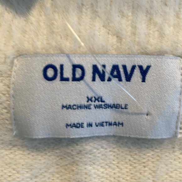 Old Navy Breton Stripe Eyelash Party Sweater White Black Fuzzy Knit Crewneck XXL - Picture 5 of 9